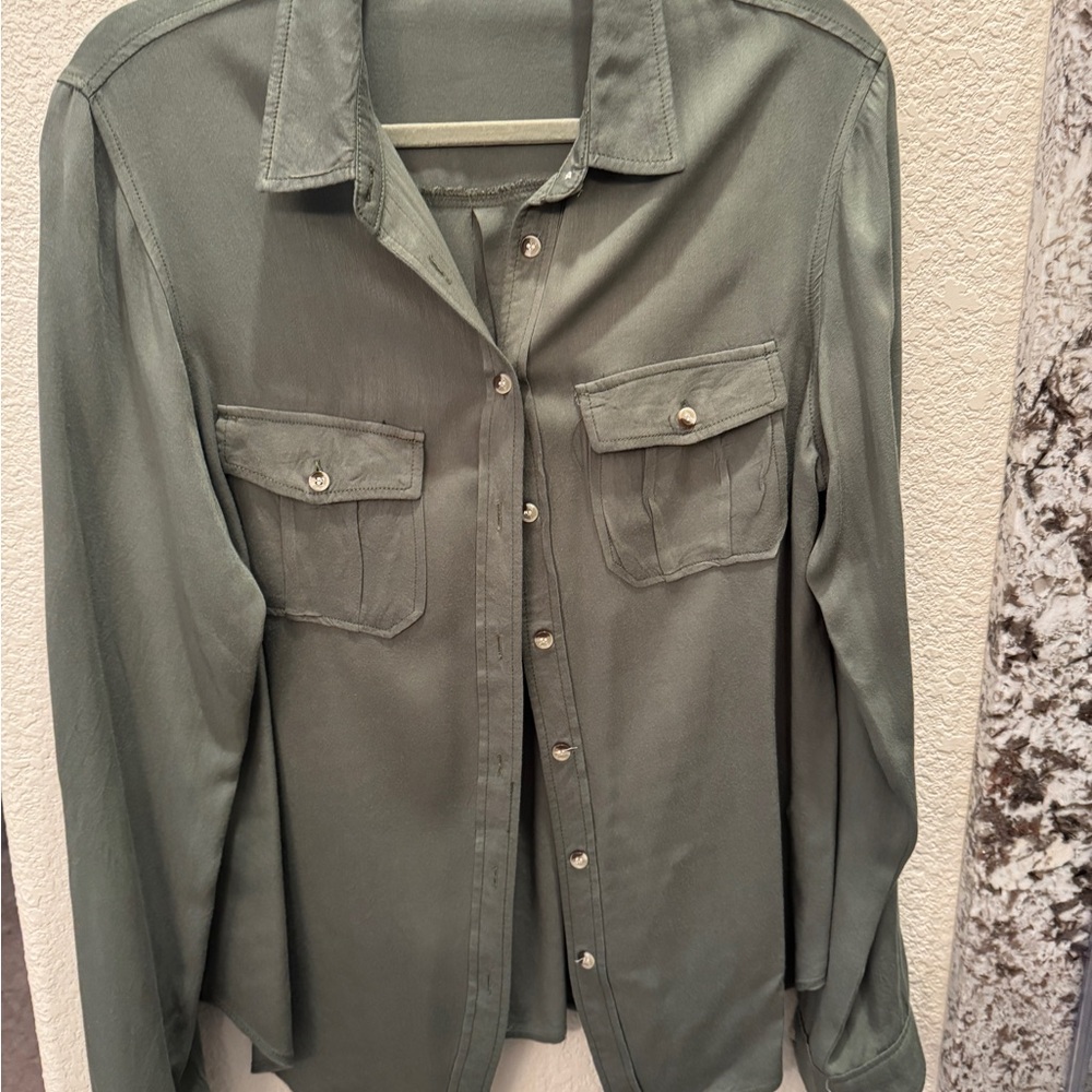 Women's Green Button-Up Shirt